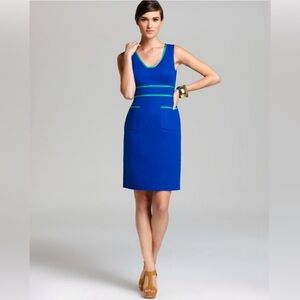 Anne Klein Size 10 Blue Dress with Green Trim